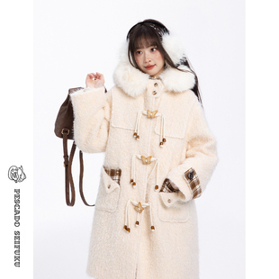 小个子冬加厚外套 蝴蝶扣50羊毛大衣女2025新款 甜鱼少盐 橙花邮信