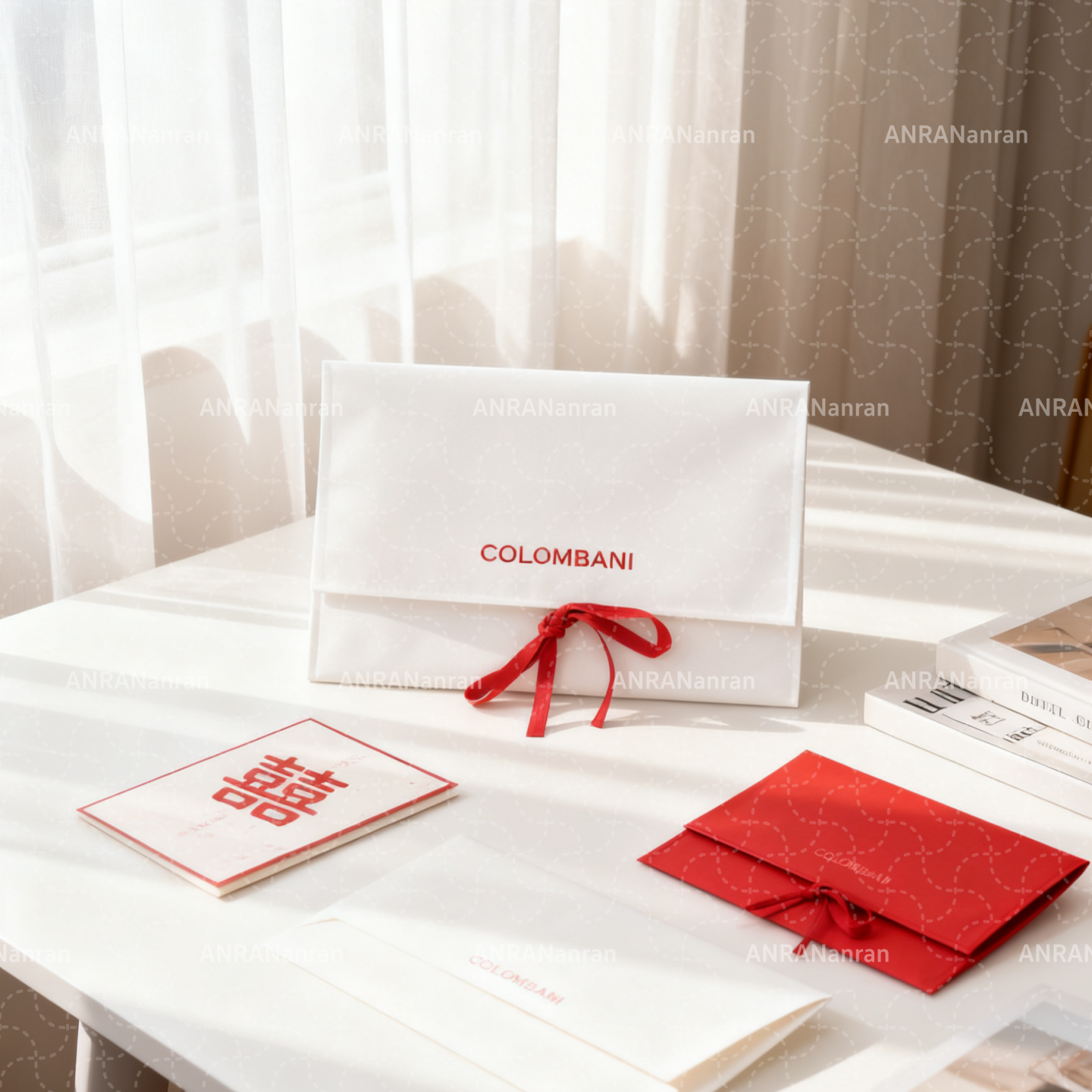 安然ins风婚礼信封袋高级感白色红色喜帖信封袋收纳袋结婚帆布袋