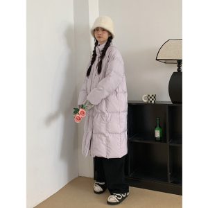 敲柔软白鸭绒羽绒服中长款2023冬新款韩版简约百搭温柔外套上衣