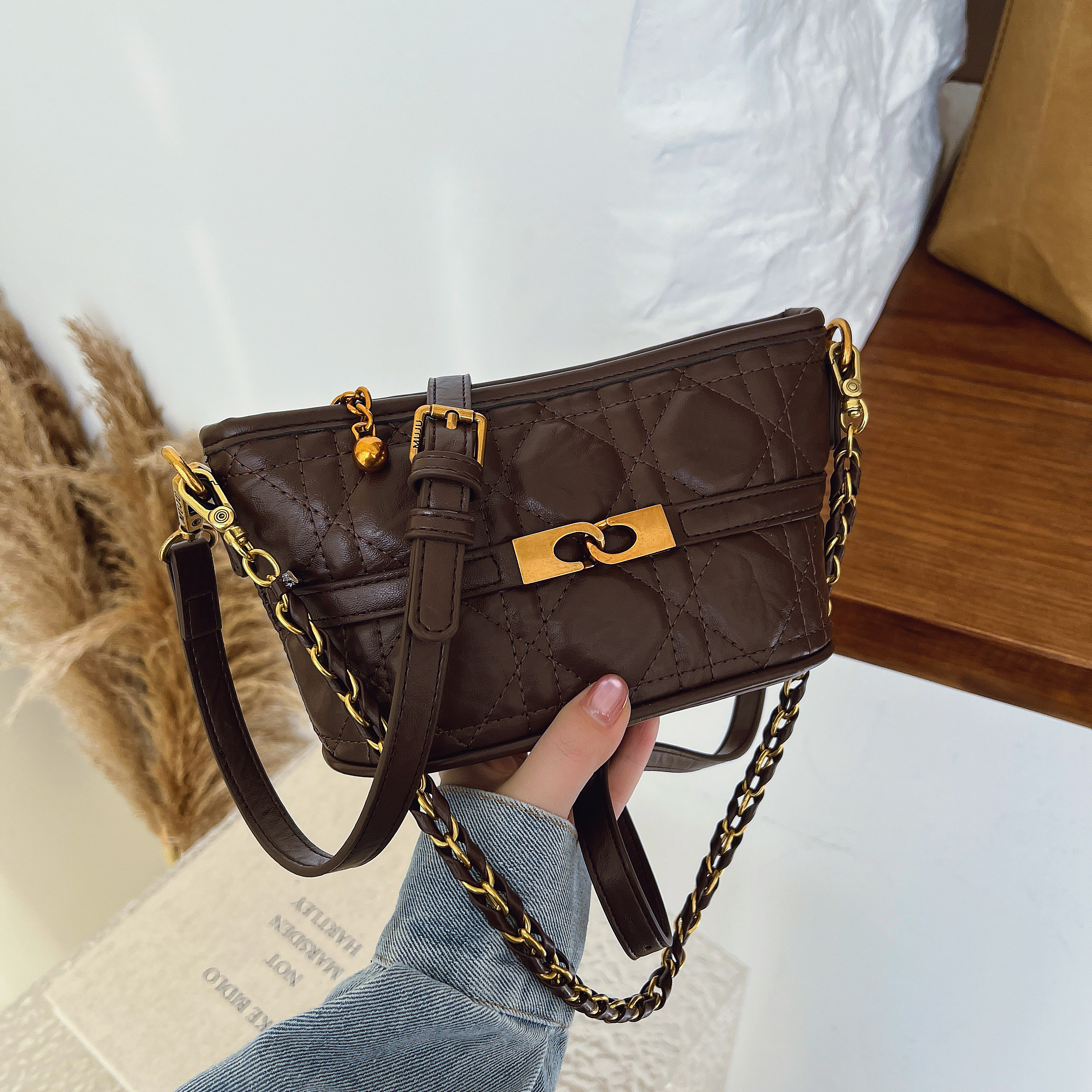 包包女2026新款绣线元宝包迷你斜挎包高级感时尚洋气单肩包链条包