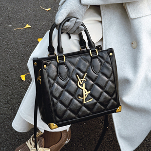 高级感重工菱格手提包女2025新款秋冬大容量定型托特包单肩斜挎包