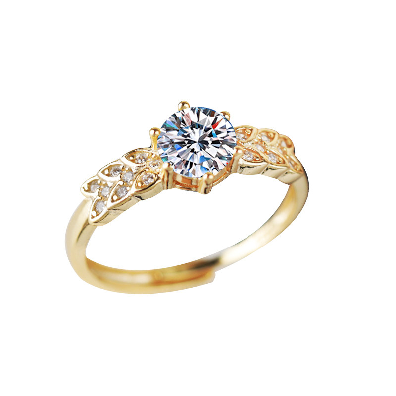 铂银满楼925银戒指托镶嵌莫桑石