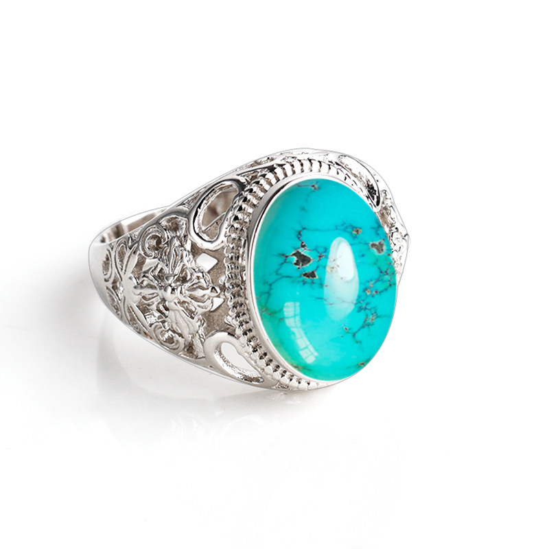 925银戒指空托镶嵌翡翠绿松石