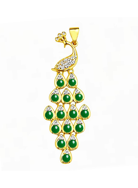 全新S925纯银吊坠空托孔雀吊坠托