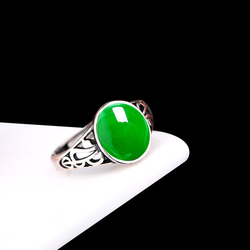 s925纯银戒指空托diy女琥珀翡翠