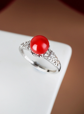 铂银满楼925银戒指空托镶嵌珍珠