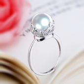 S925纯银戒指空托可调节圈口镶嵌珍珠蜜蜡时尚 银饰戒托11