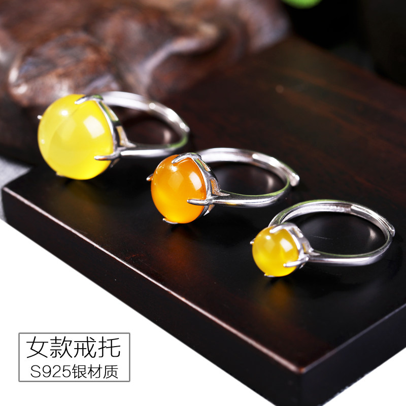 925银戒指空托铂银满楼镶嵌翡翠