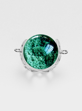 S925纯银吊坠空托双耳笼子装绿幽灵蜜蜡玉石珍珠圆珠项坠手链配件