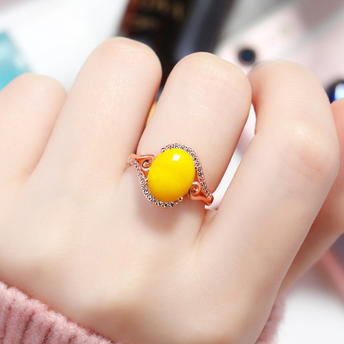 925银戒指空托镶嵌蜜蜡戒托女