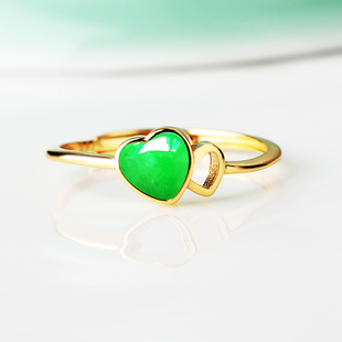 爱心戒托空托S925纯银戒指空托镶嵌翡翠玉石蜜蜡绿松石心形银戒托
