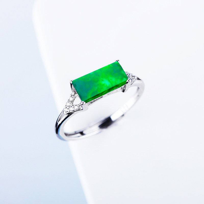 4*9 小方形戒托男女镶嵌通体S925纯银材质戒指空托翡翠绿松石戒托
