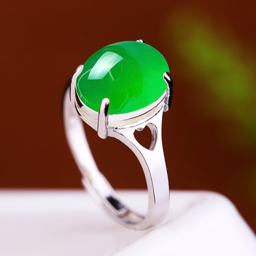 镶嵌玉石翡翠蜜蜡银戒指