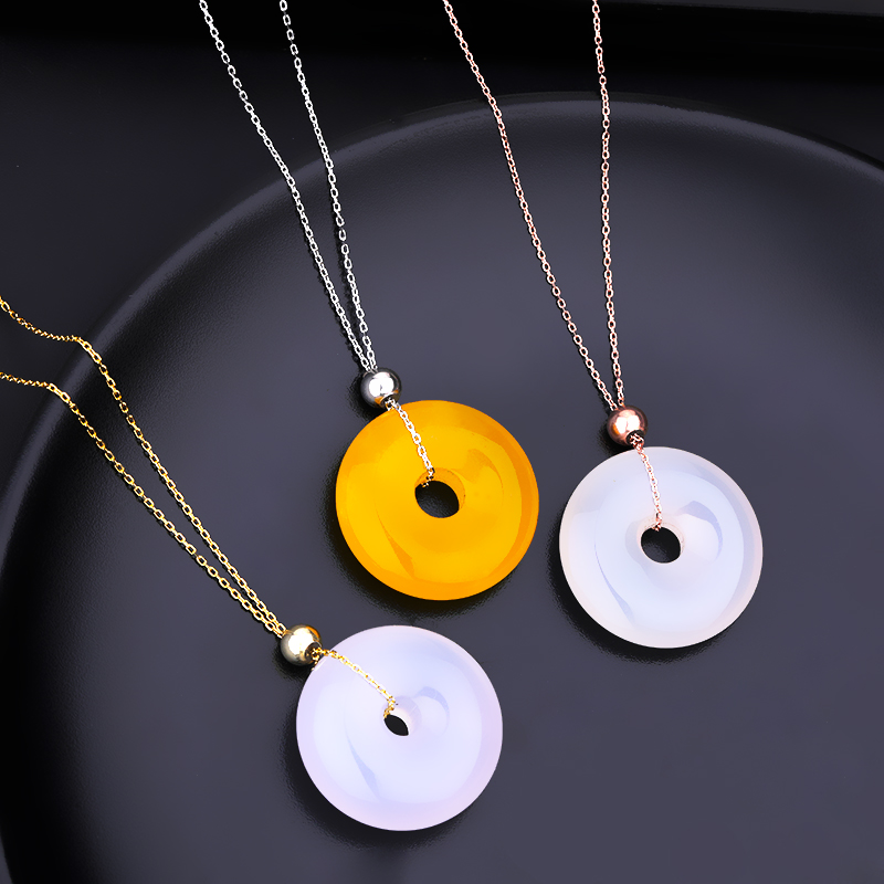 S925纯银项链 定位针式链盒子链O字链穿平安石圆珠可调节锁骨链女