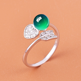 通体S925纯银戒指空托镶嵌绿松石翡翠蜜蜡珍珠宝石银托DIY饰品女