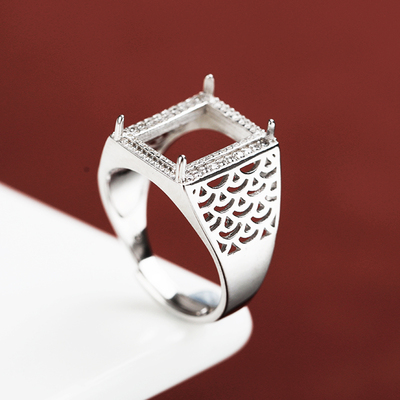 S925银戒指空托diy镶嵌绿松石