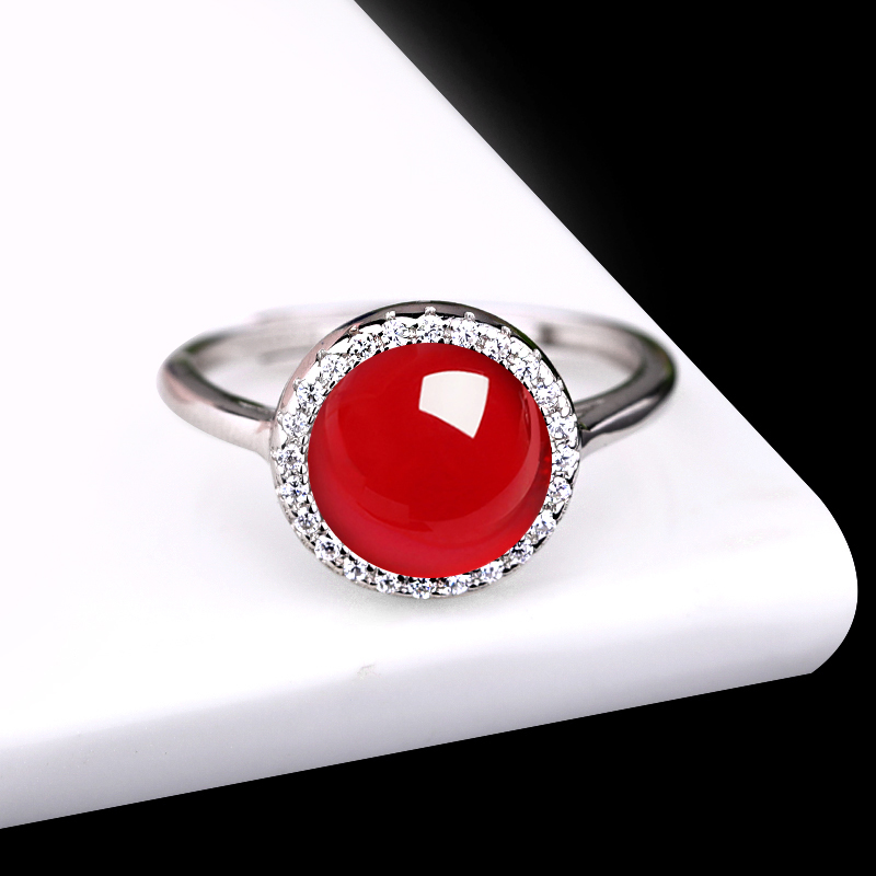 戒指空托未镶嵌玛瑙玉石翡翠银饰