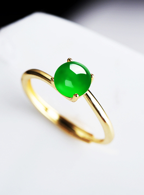 戒指空托女S925纯银韩版翡翠蜜蜡