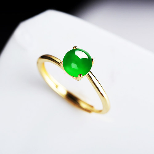 戒指空托女S925纯银韩版翡翠蜜蜡