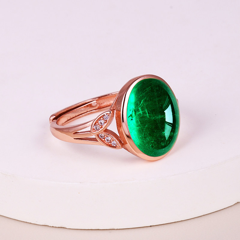 镶嵌绿松石diy10*12戒指空托蜜蜡