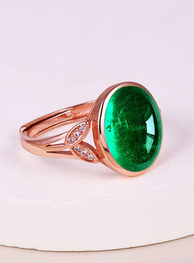 镶嵌绿松石diy10*12戒指空托蜜蜡