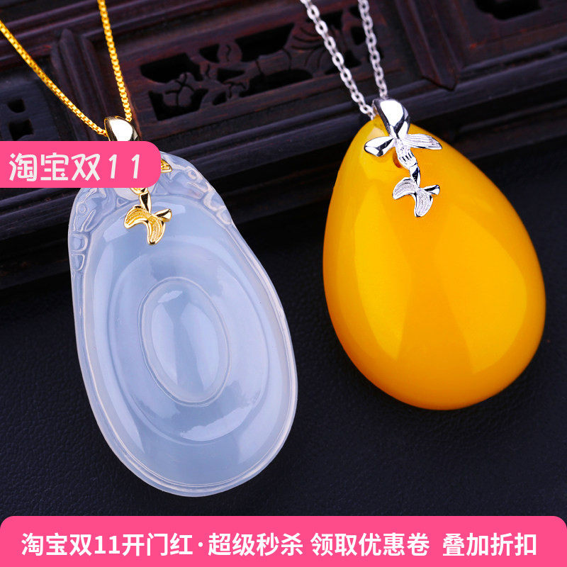 925银镀金吊坠扣头纯银扣银夹扣玉石翡翠蜜蜡琥珀项链卡扣子银扣