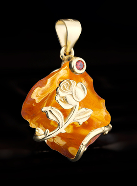 s925民族风银饰琥珀异形吊坠空托