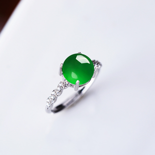 S925纯银戒指空托指环女款diy镶嵌翡翠玉石蜜蜡戒托6*6 8*8 10*10