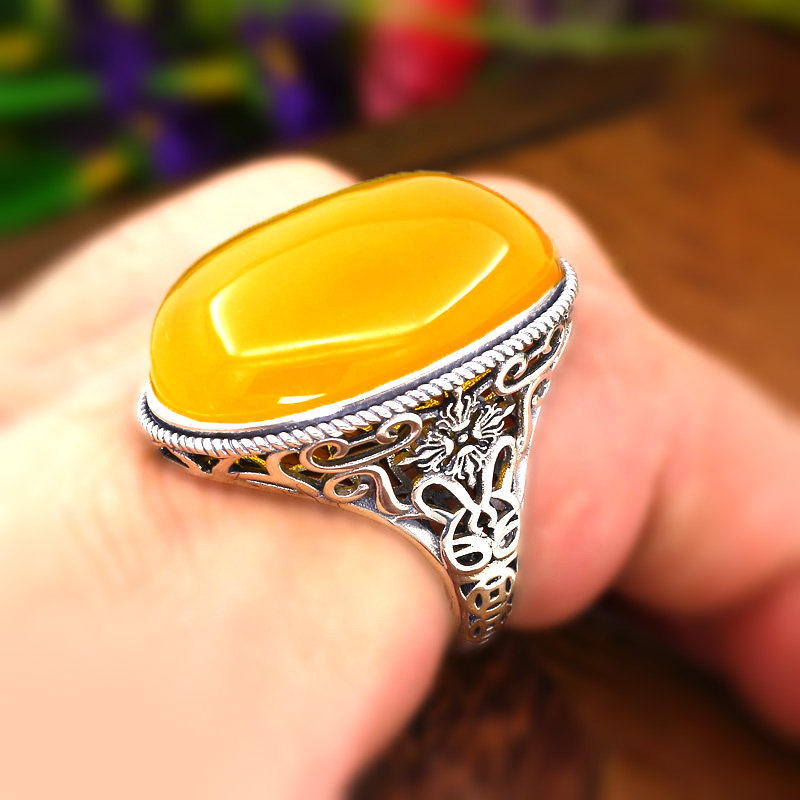 S925纯银男士戒指空托镶嵌蜜蜡绿松石琥珀diy银饰宝石底座托22*29,饰品/流行首饰/时尚饰品新,戒指/指环,淘宝优惠券,粉丝福利购,淘宝优惠卷