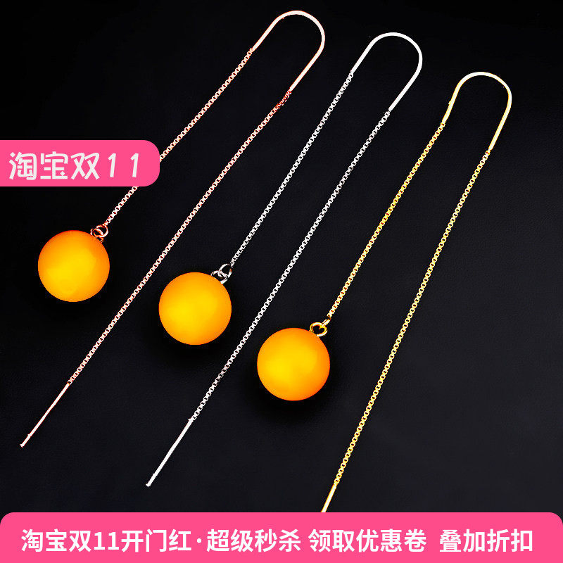 S925纯银耳线空托镶嵌蜜蜡珍珠绿松石耳饰耳环耳坠托针式圆形银托