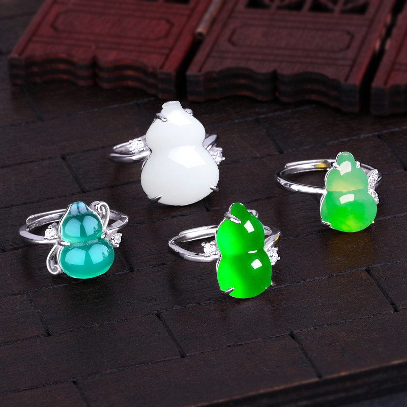 s925纯银戒指空托diy玉石翡翠