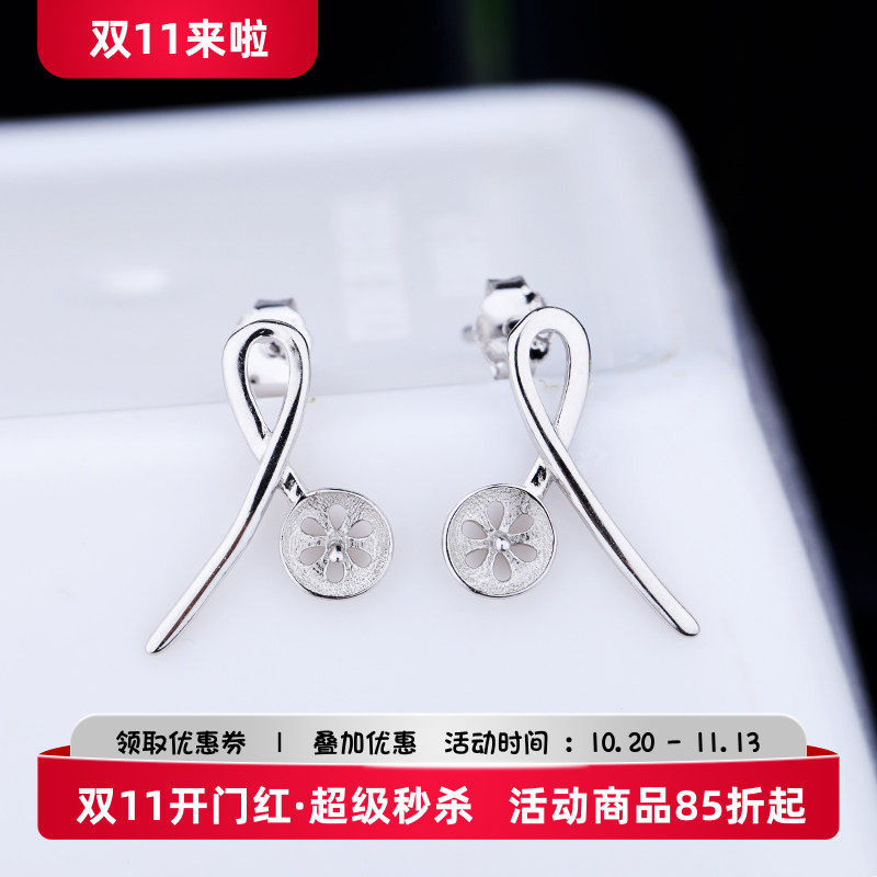 s925镶嵌翡翠绿松石圆珠银耳钉