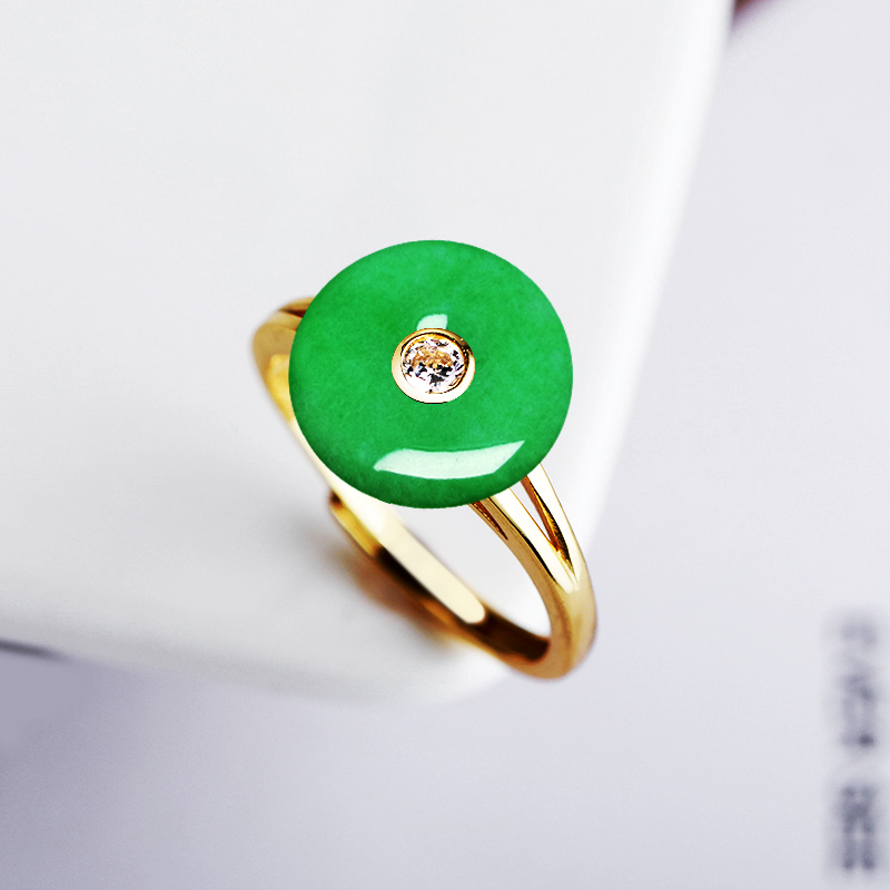 戒指空托女S925银绿松石平安石