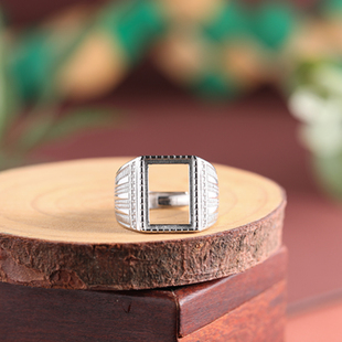 S925银戒指空托开口指环男款复古民族风银饰戒托复古活口托10*14