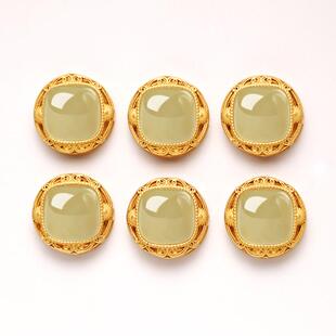 全新s925纯银镶嵌天然和田玉石配饰diy手串项链手链吊坠银饰配件