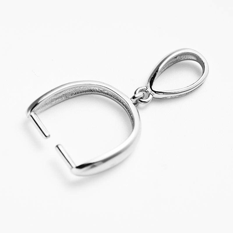 通体S925纯银吊坠扣头小众设计大号银夹扣玉石翡翠蜜蜡琥珀项坠扣