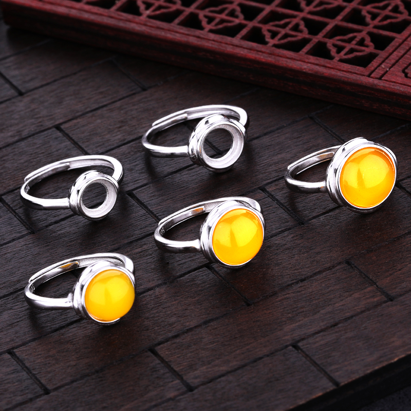 S925纯银戒指空托镶嵌玉石戒托女