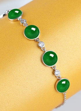 手链空托女S925纯银韩版镶嵌玉石