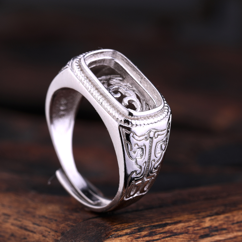 马鞍托纯银s925纯银墨玉戒指空托