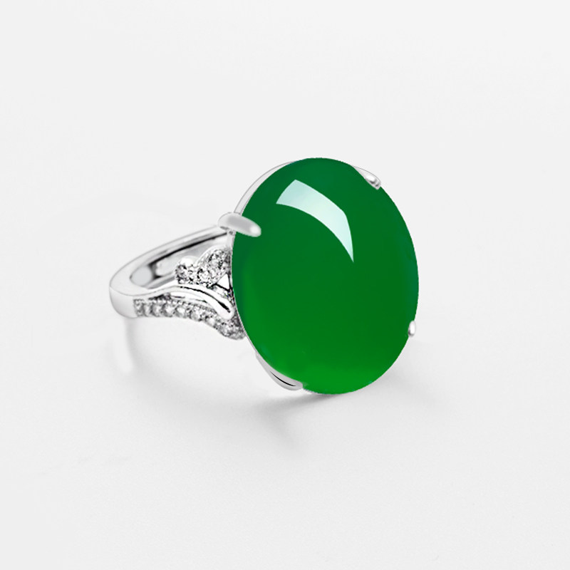 s925纯银戒指空托女镶嵌翡翠戒面