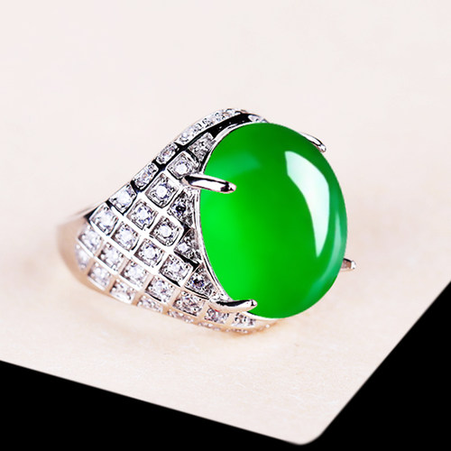 女款镶嵌戒托s925纯银翡翠