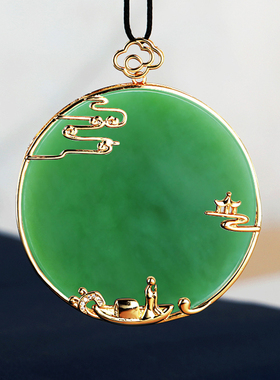 925纯银吊坠空托镶嵌无事牌项坠