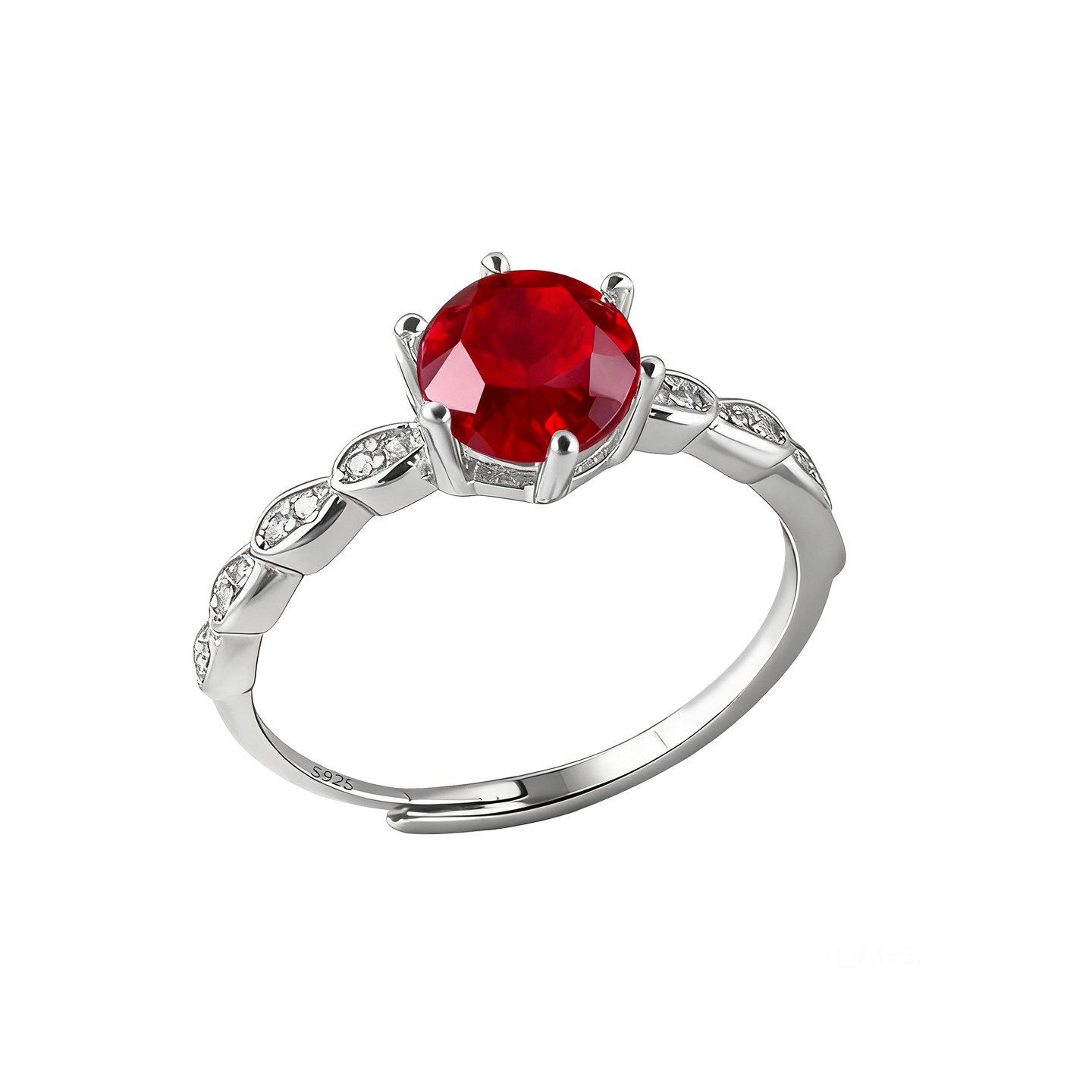 标准S925纯银戒指空托手工diy镶嵌红宝石翡翠女款活口圆形戒托6*6