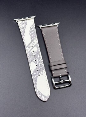 橙家iwatch灰配泥灰色表带手工表带牛皮材质精工冬季表带s7/8