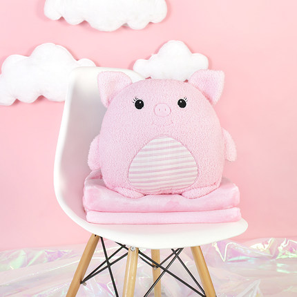 卡通午睡枕头汽车抱枕被子两用珊瑚绒腰靠枕靠垫空调被毯子多功能