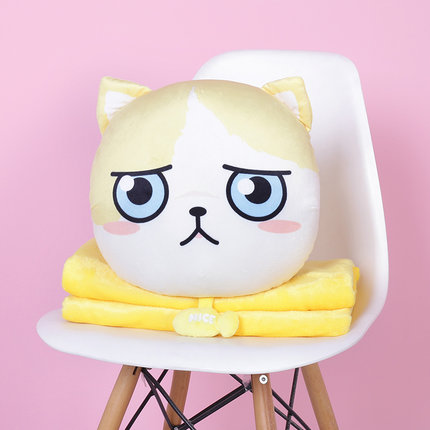 可爱汪星人抱枕被子两用靠垫珊瑚绒卡通大号午休办公室毯子