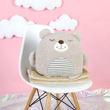 卡通午睡枕头汽车抱枕被子两用珊瑚绒腰靠枕靠垫空调被毯子多功能