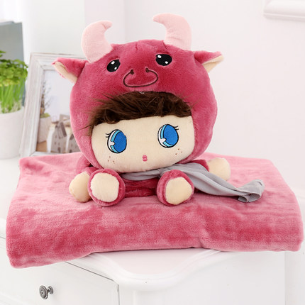 卡通午睡枕头被子汽车抱枕被子两用靠垫被大号空调被靠枕毯子p