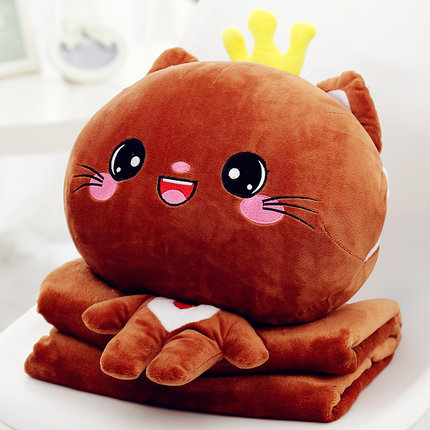 意屋语午睡枕头被子汽车抱枕被子两用靠垫被珊瑚绒空调被靠枕毯