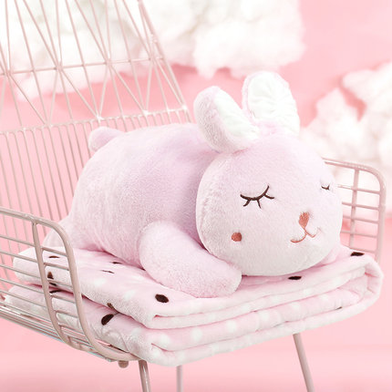 卡通可爱抱枕被子两用靠垫珊瑚绒汽车办公室空调被靠枕毯枕头